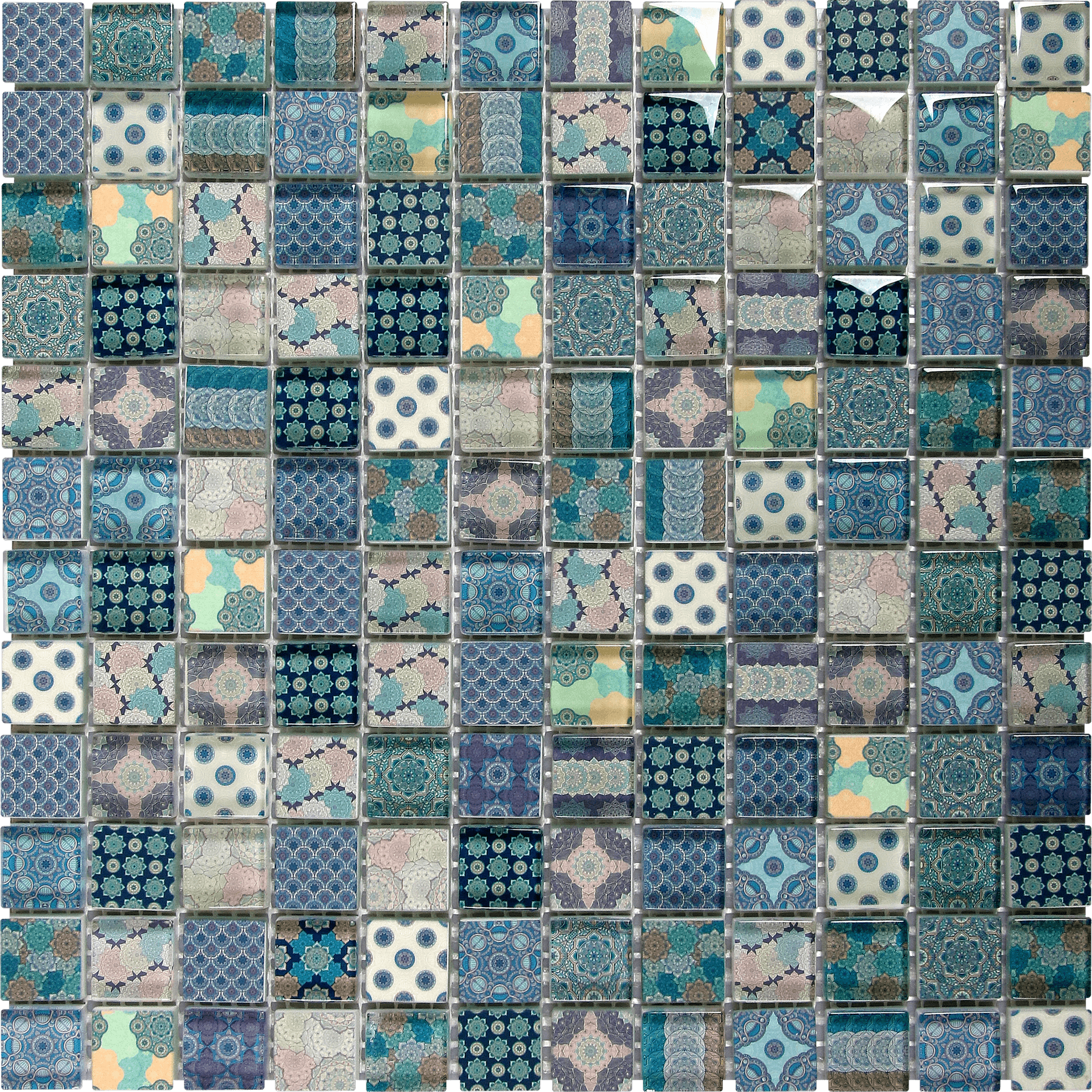 Bati Orient- VEBL46 Glass & Marble Classic Decors 1"x1" Mosaic Blue