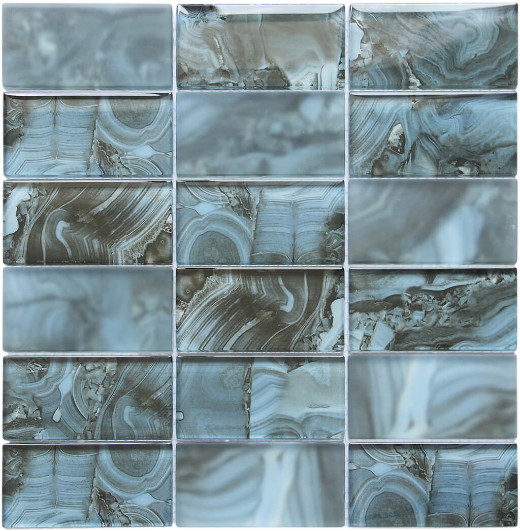 Bati Orient- VEBL48 Onyx Pattern Blue 2"x4" Glass Mosaic