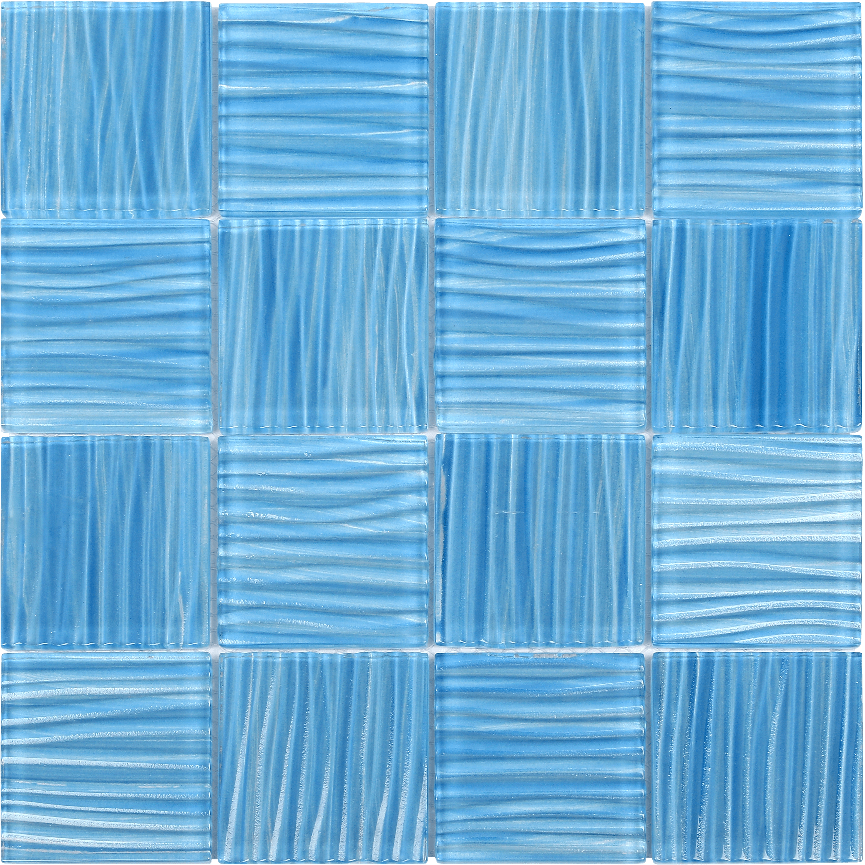 Bati Orient- VEBL49 Glass Pool Striped Light Blue Mosaic 3"x3"