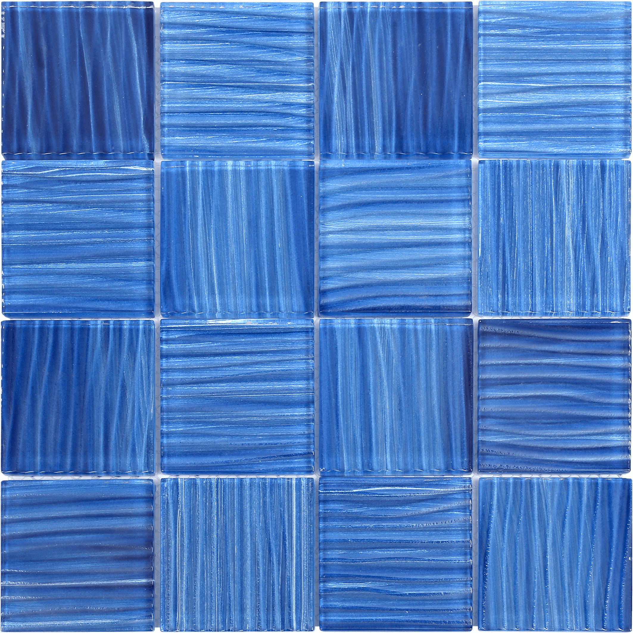 Bati Orient- VEBL50 Glass Pool Striped Cobalt Blue Mosaic 3"x3"