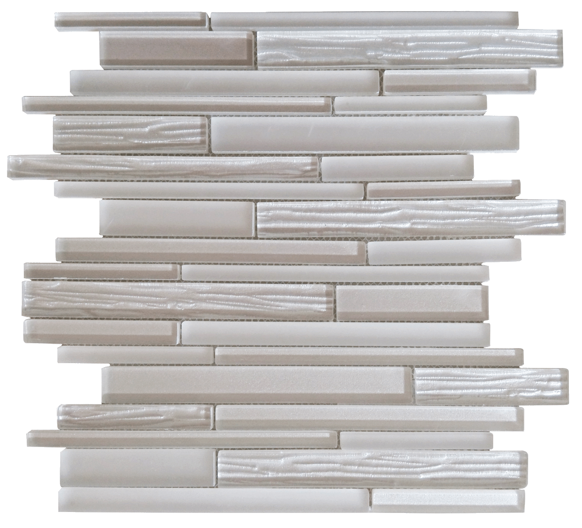 Bati Orient- VEGR41 Faux relief glass light grey natural rectangles Mosaic