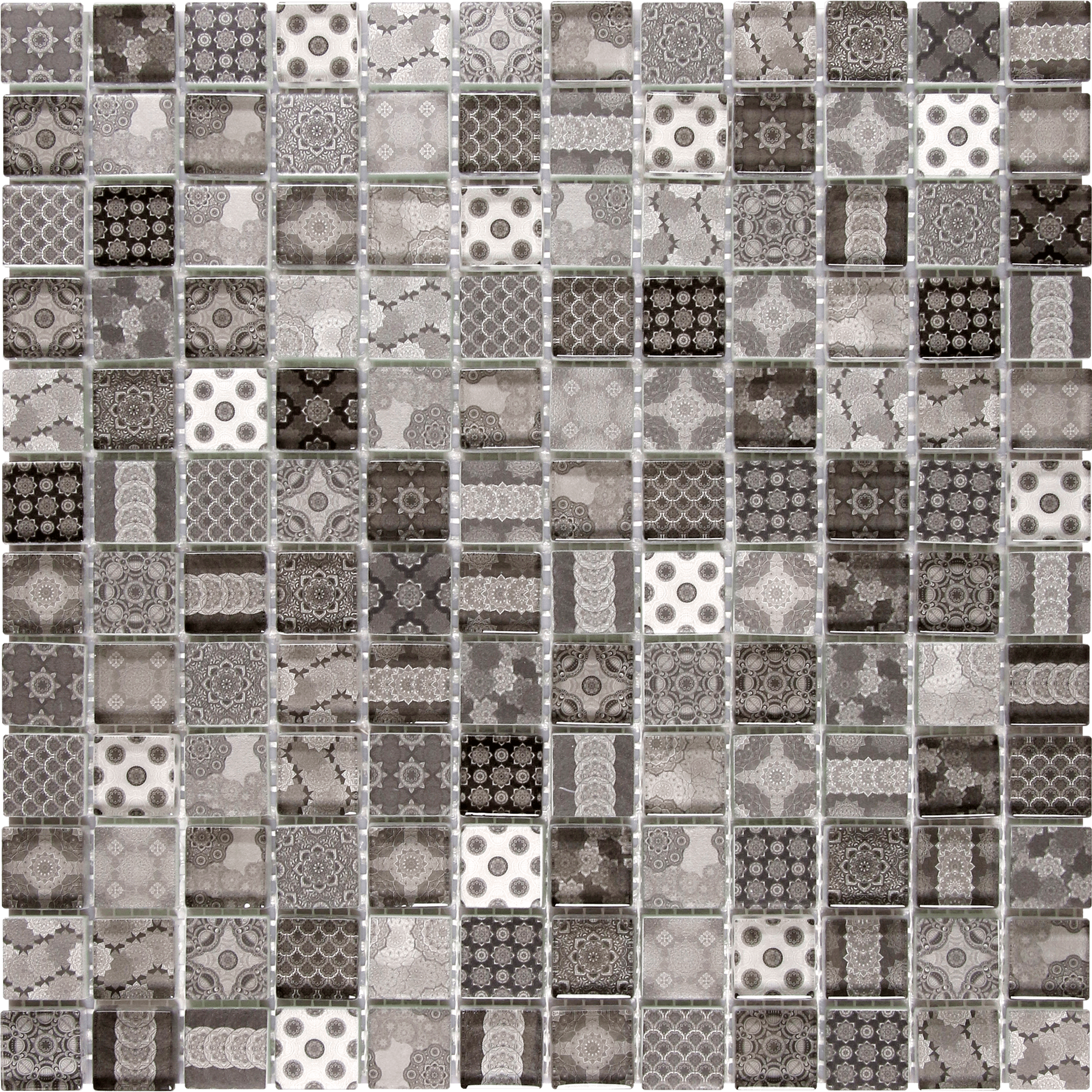 Bati Orient- VEGR48 Glass Classic Decor Grey Black Mosaic