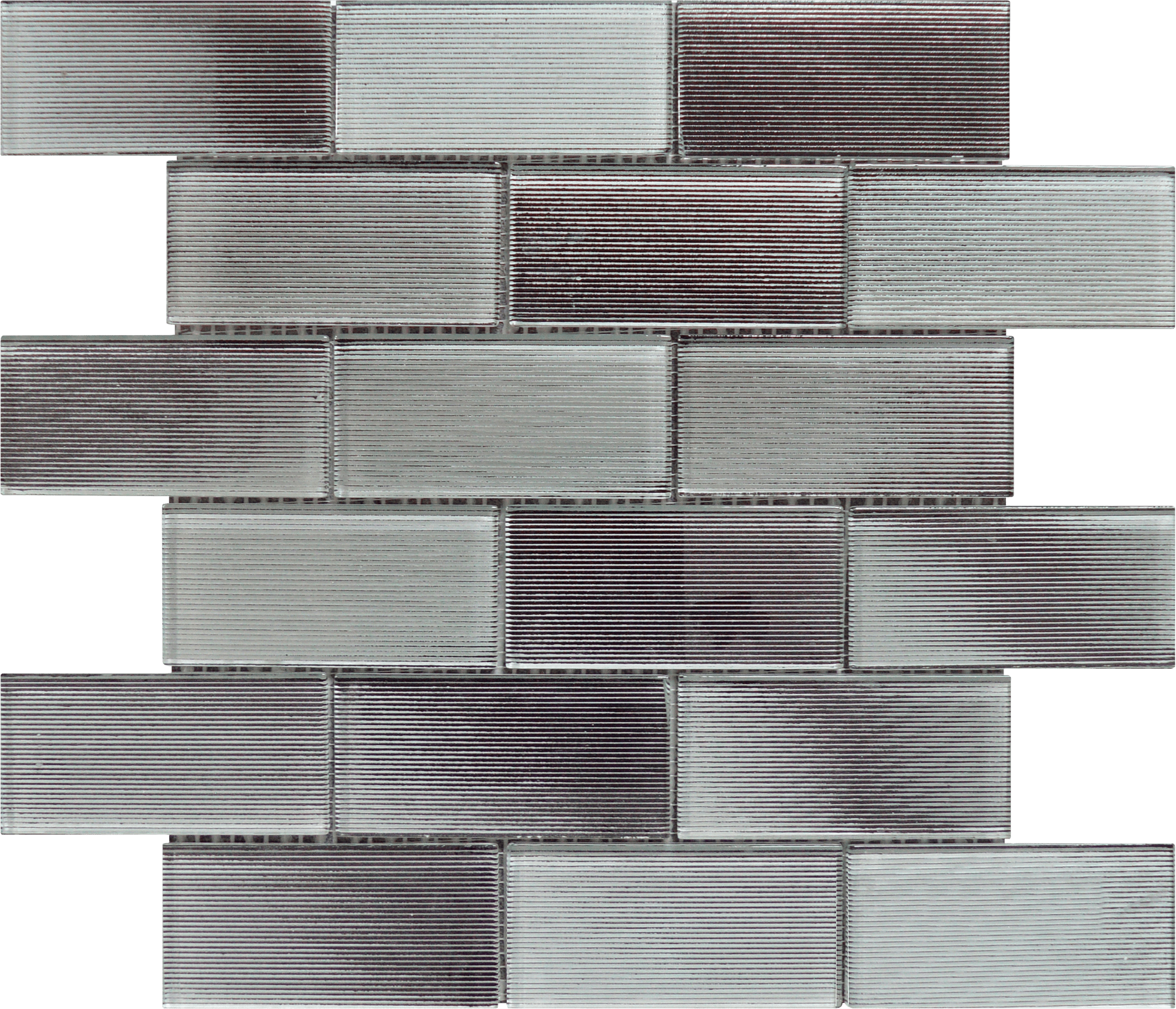 Bati Orient- VEGR52 2"x4" Linear Light Grey Glass Brick Pattern Mosaic
