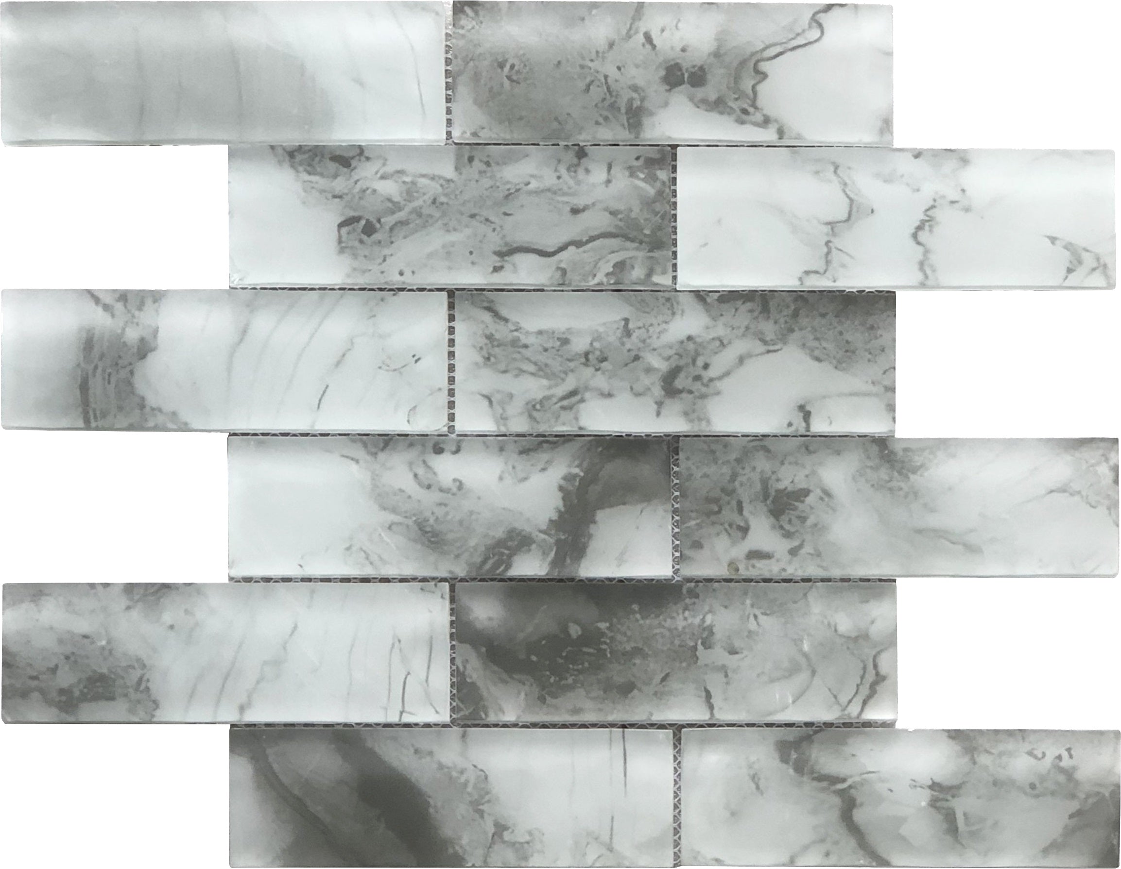 Bati Orient- VEGR56 Grey Mix Frosted Glass Brick 2"x6" Mosaic
