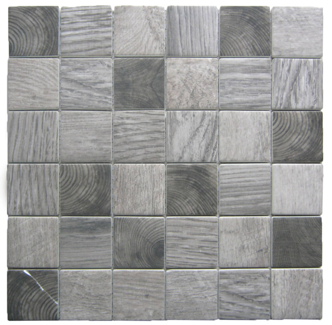 Bati Orient- VEMI137 Wood Look Squares Grey Mix Mosaic