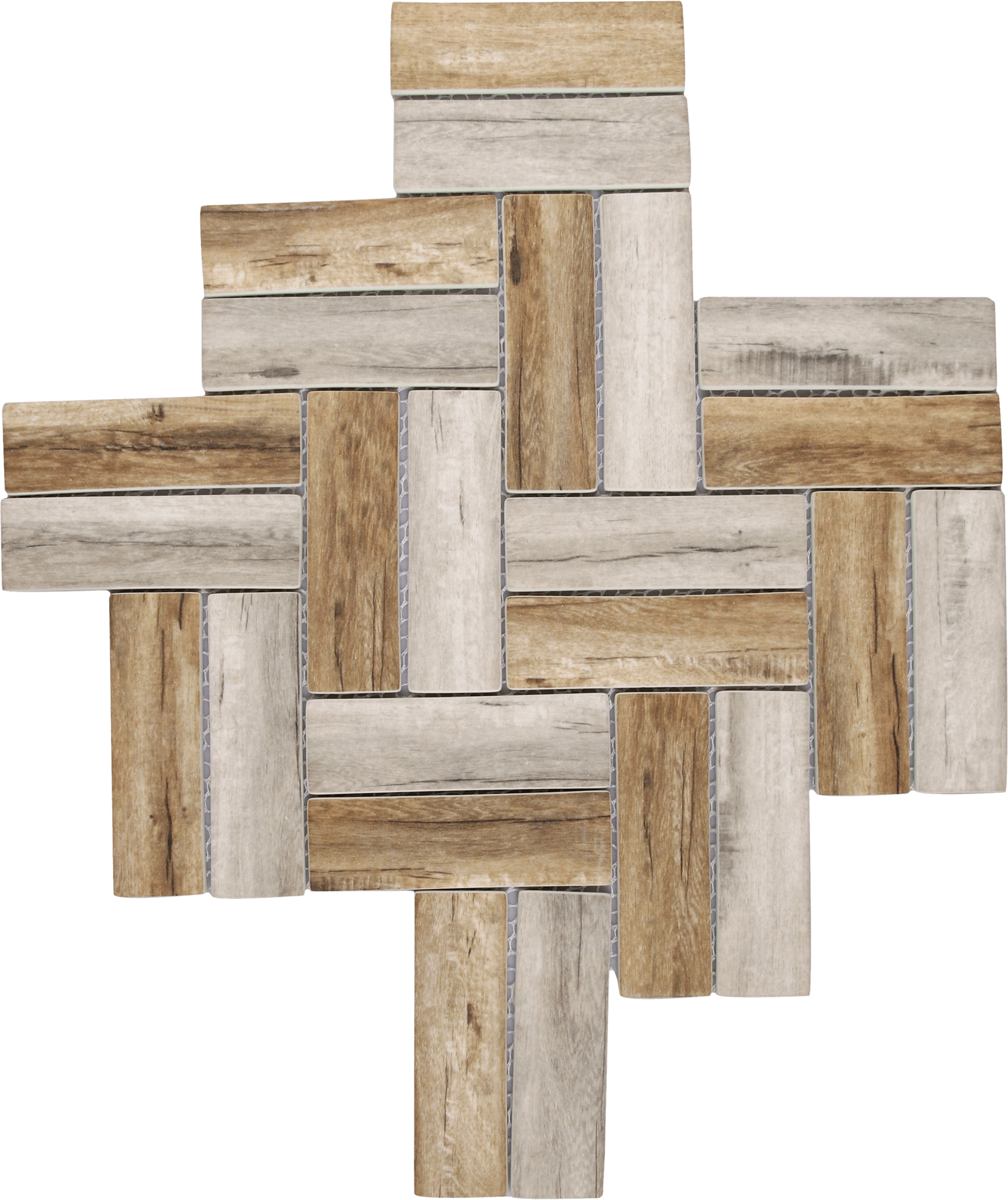 Bati Orient- VEMI143 Herringbone Wood Look Beige Brown Matte Mosaic