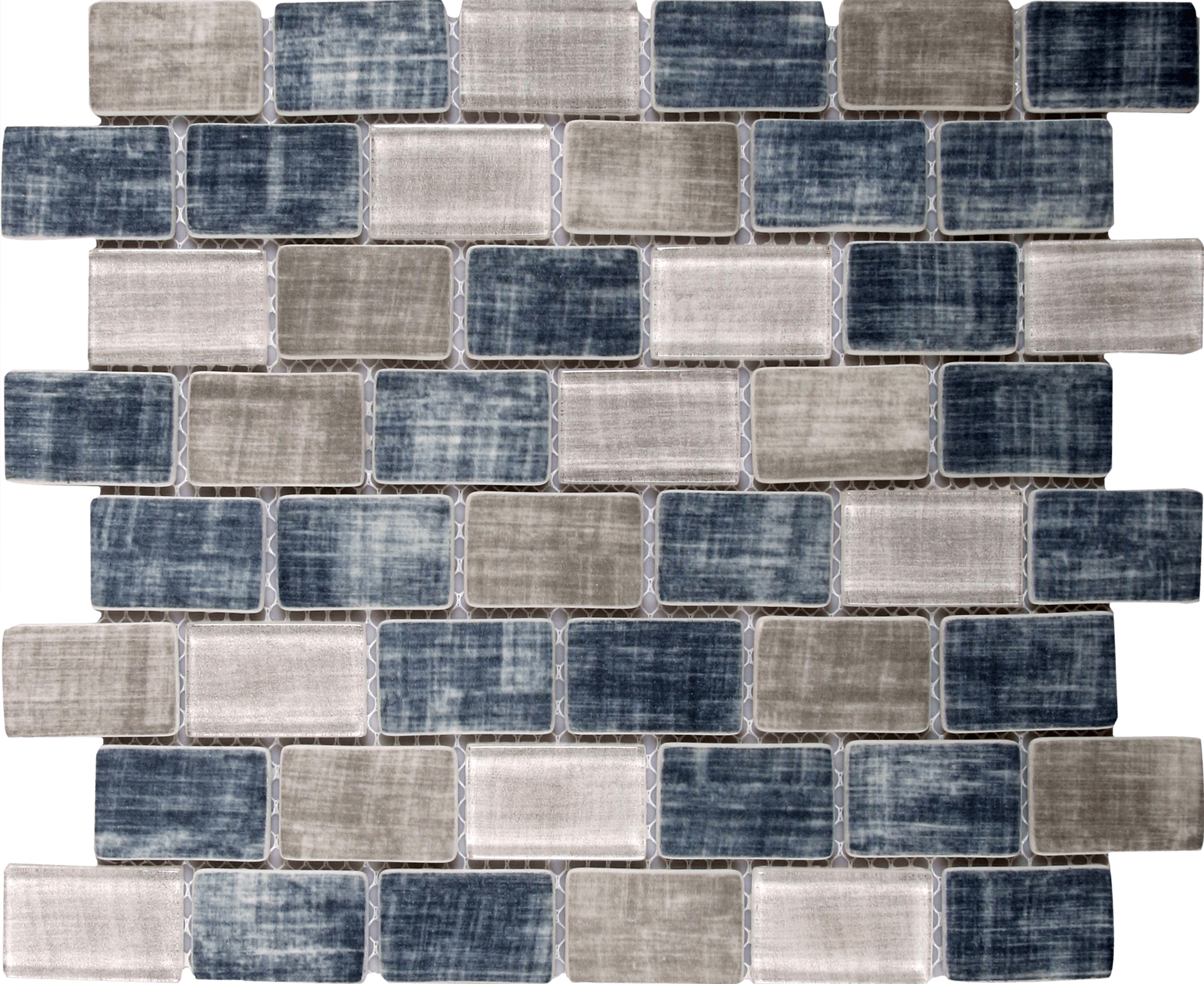 Bati Orient- VEMI151 Fabric Print Brick Grey Blue Matte Mix Mosaic