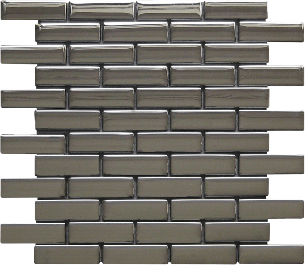 Bati Orient- VEMI155 Mirror Glass Brick Glossy Silver Mosaic 1"x3"