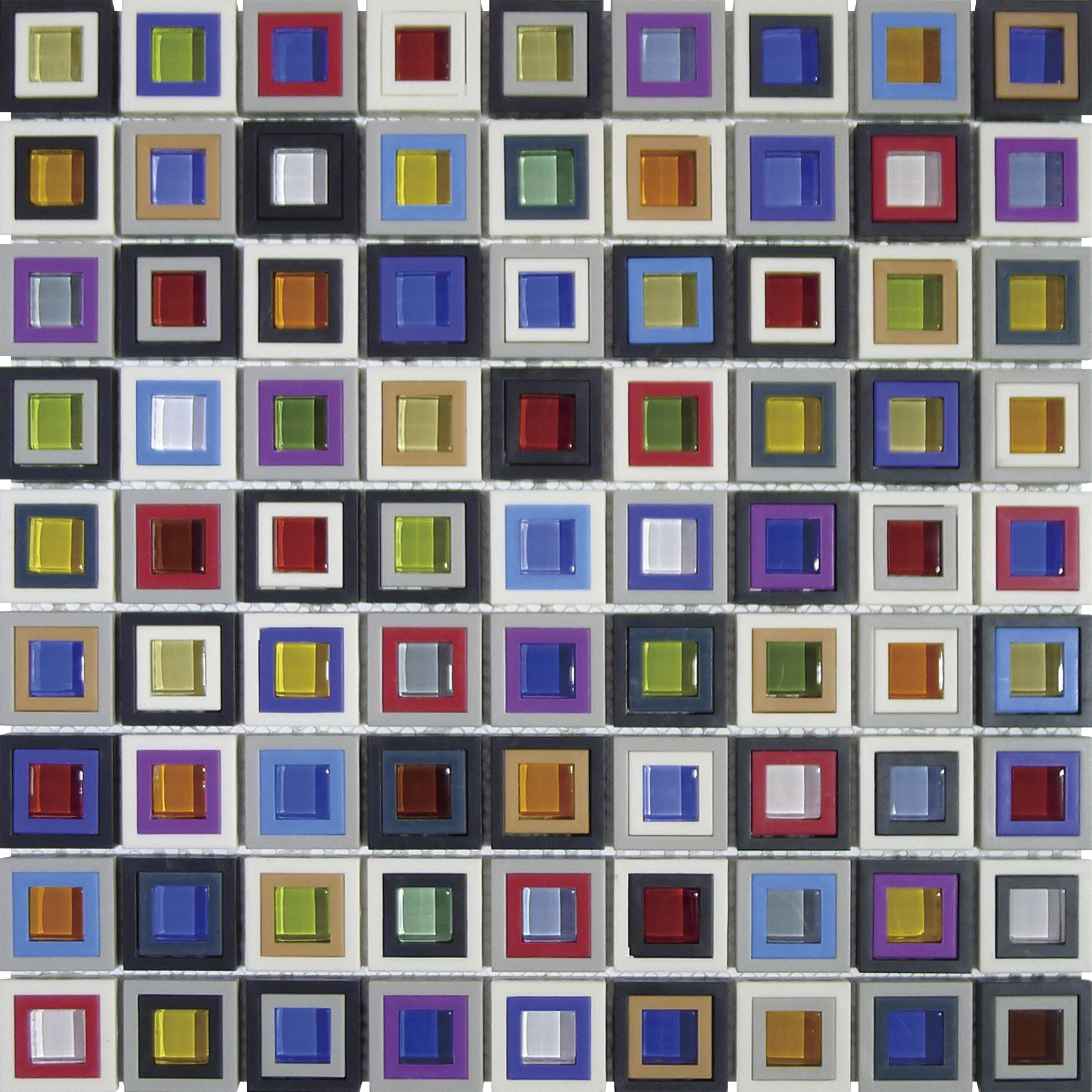 Bati Orient- VEMI166 Multicolor Square Mix Glass Resin 11.8"x11.8"