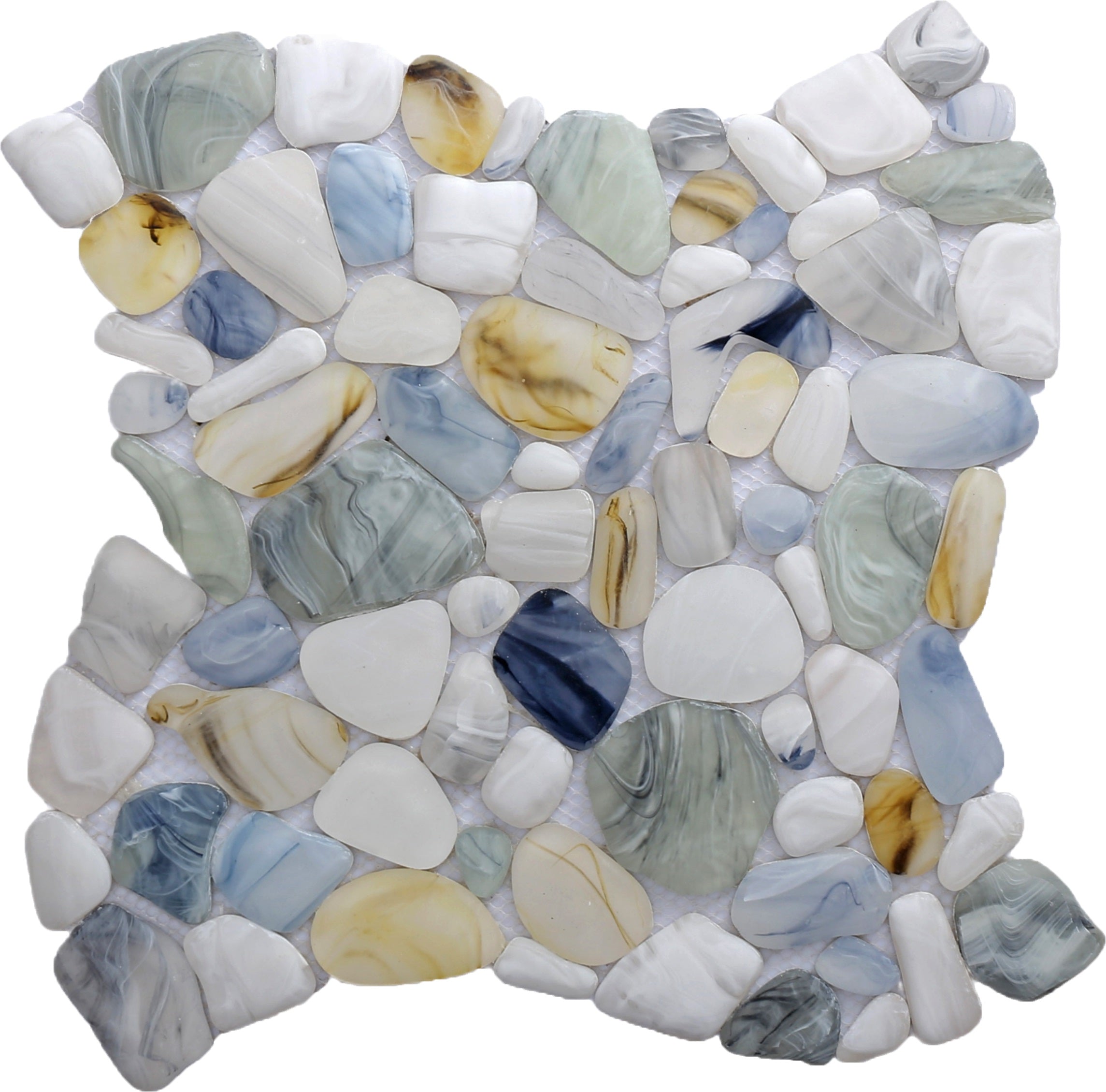 Bati Orient- VEMI169 Multicolor Frosted Glass Round Pebble Mosaic