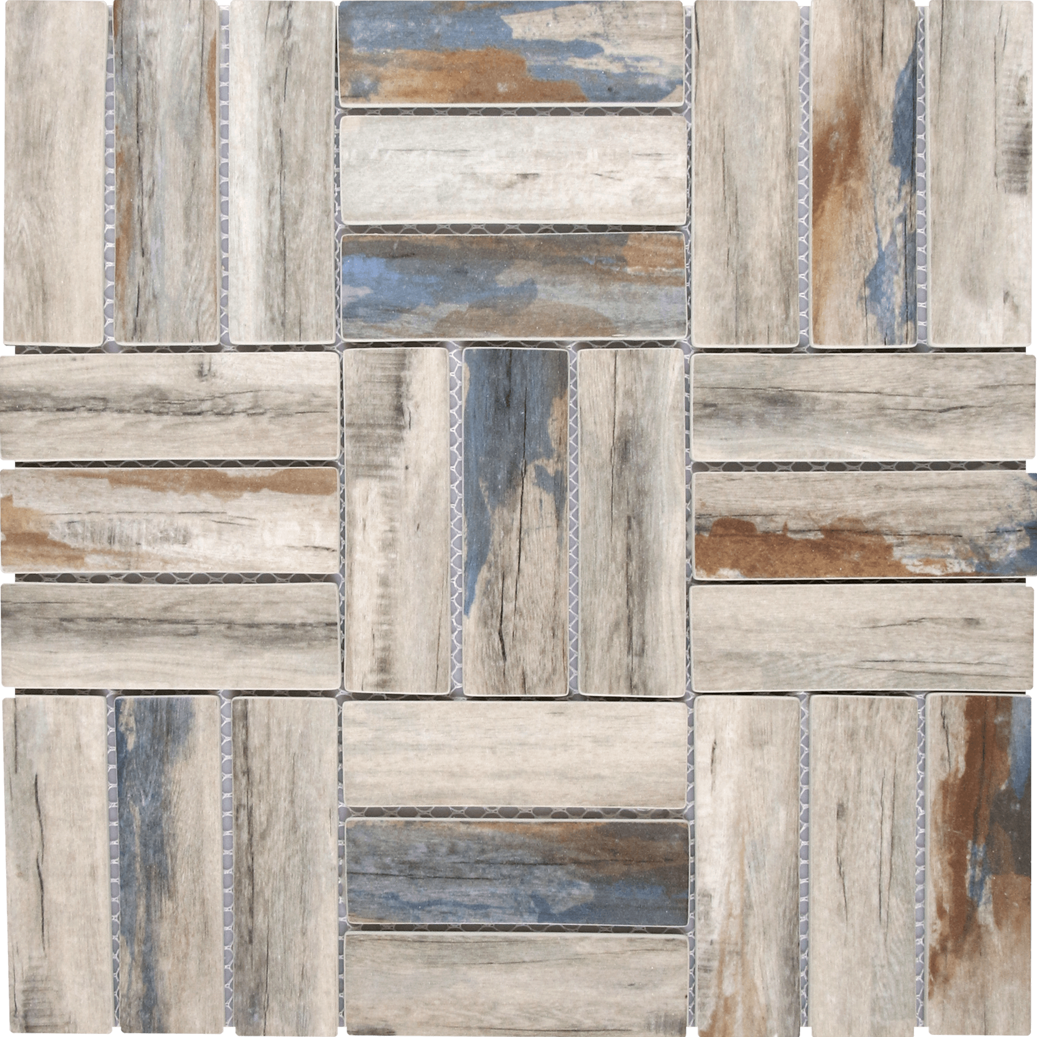 Bati Orient- VEMI77 Stacked Square Beige Brown Blue Matte Mosaic
