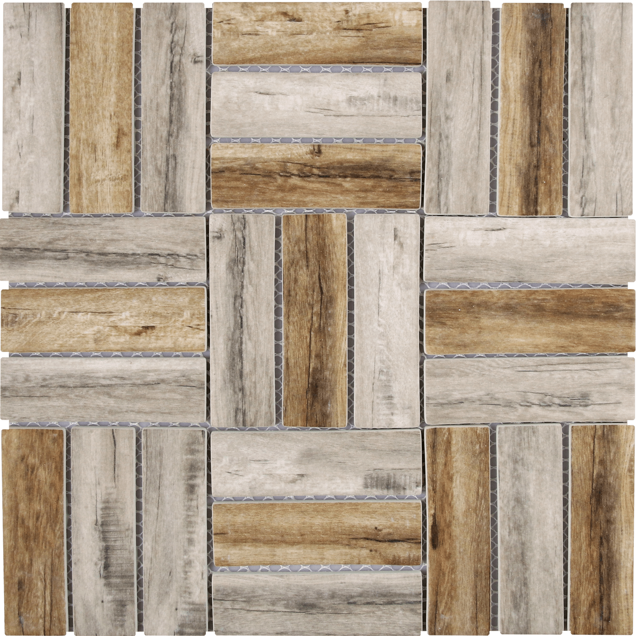 Bati Orient- VEMI78 Recycled Glass Stacked Square 1.3"x4"Mosaic 12"x12" Beige Brown
