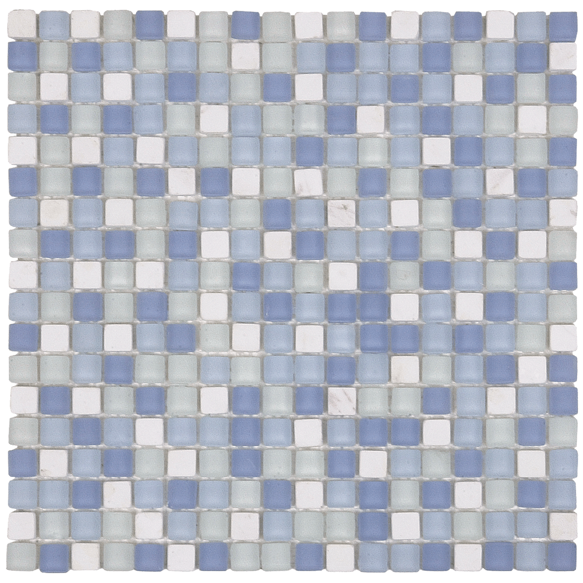 Bati Orient- VEMI89 White Marble/Blue Matte Glass Mosaic