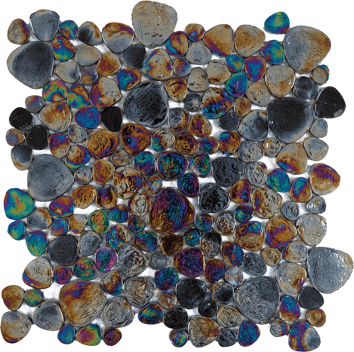 Bati Orient- VENO02 Round Mix Glass Black Glass Mosaic