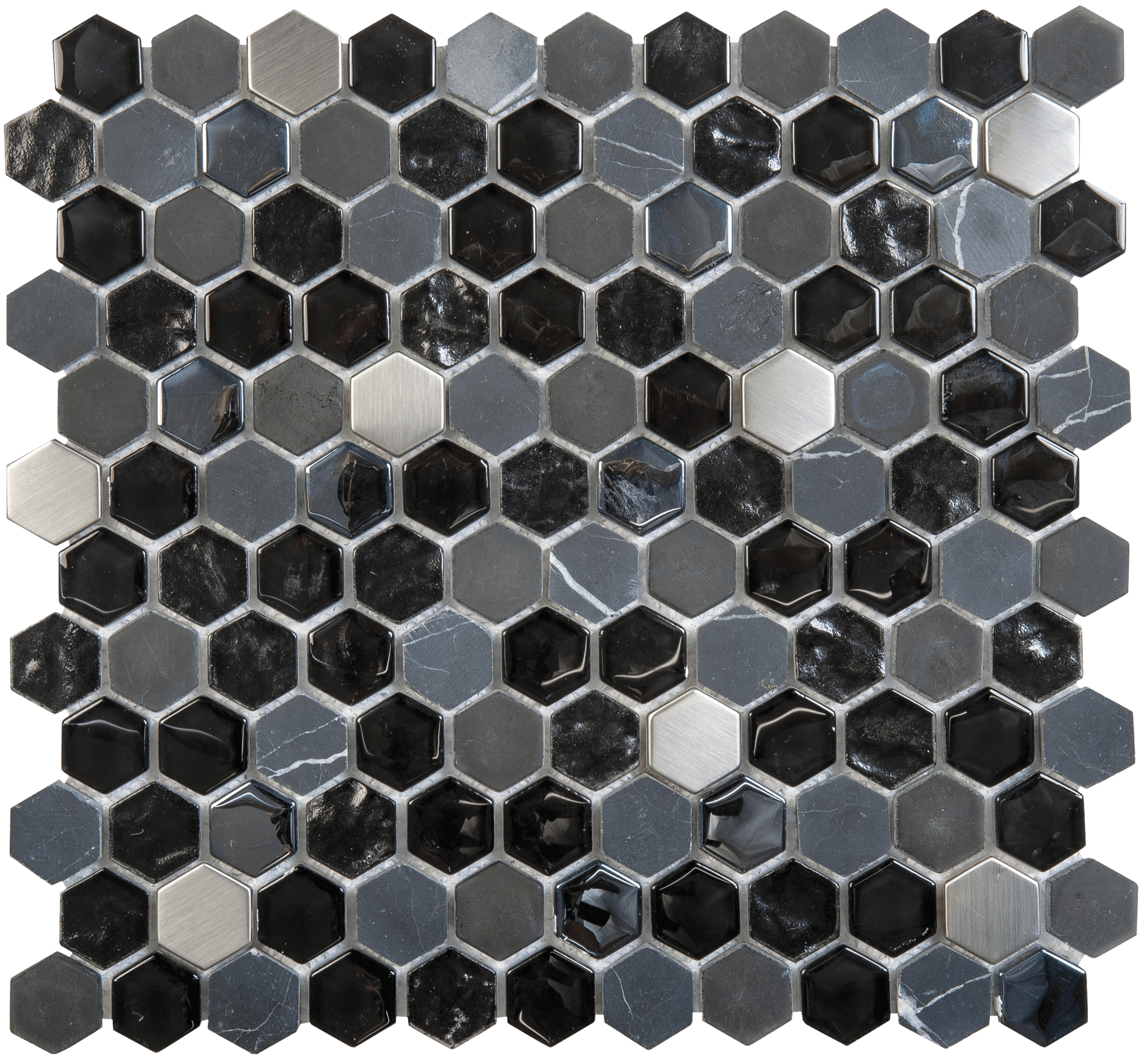 Bati Orient- VENO34 Black Marble/Black Glass/Steel Mosaic