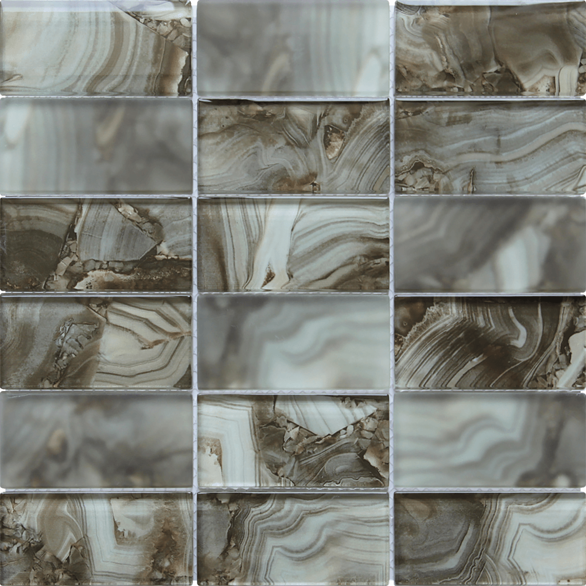 Bati Orient- VEVE43 Onyx Pattern Grey 2"x4" Glass Mosaic