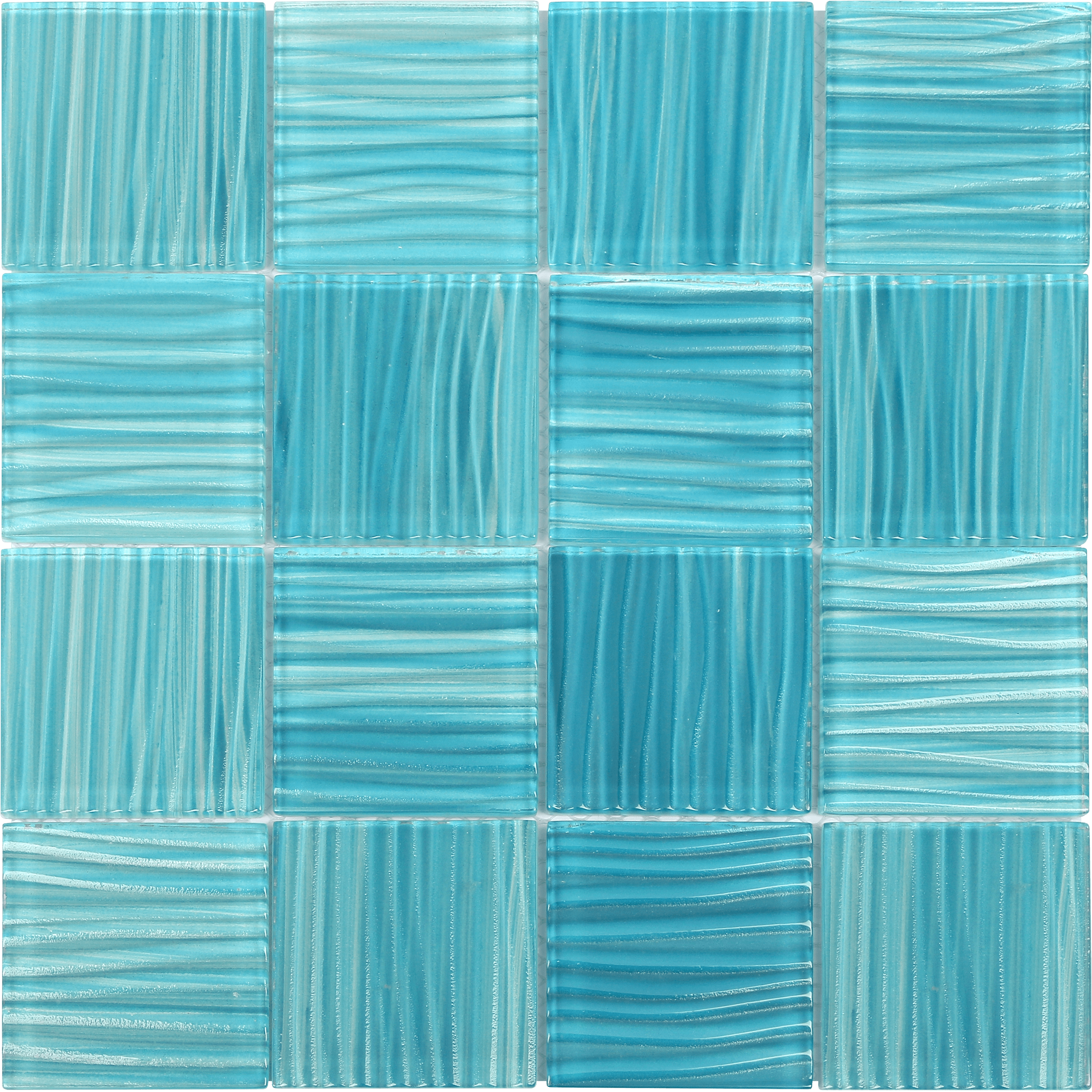 Bati Orient- VEVE44 3"x3" Glass Pool Striped Aquamarine Mosaic