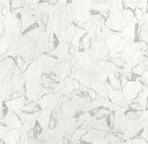 Marca Corona Scultorea Statuario Vena Argento Hexagons 9"x10"