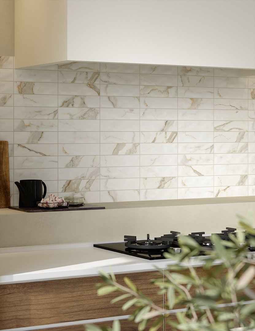 Marca Corona Miniature Scultorea Calacatta Oro Fino 2.5"x9.5"